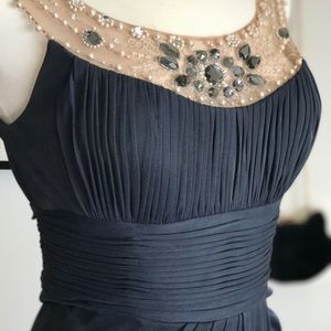 Light navy blue, hand beaded gown